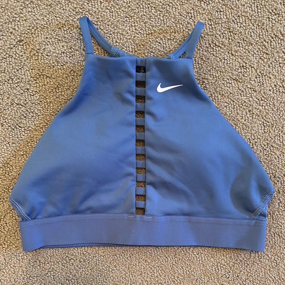 Nike Blue High-Neck Sports Bra